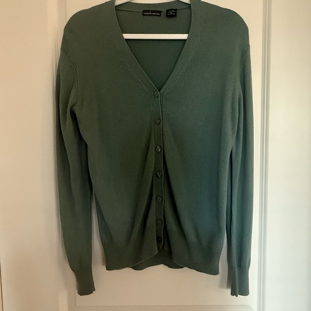 Cashmere and Silk Cardigan Sage Green-Soft Knit-Quiet Luxury